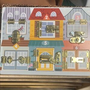 Interactive Gold Lock and Latch Board for Kids